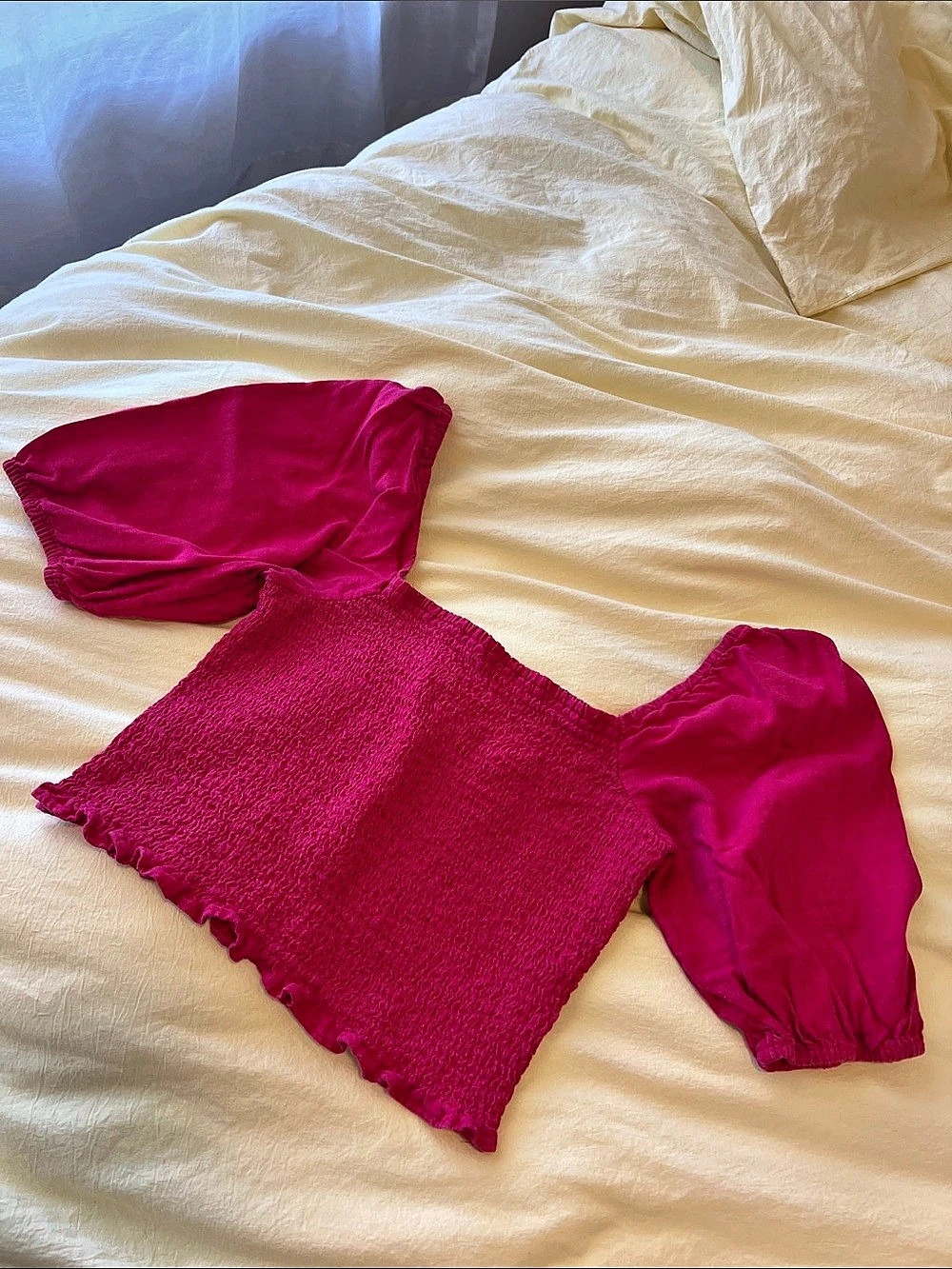 Pink Smocked Crop Top